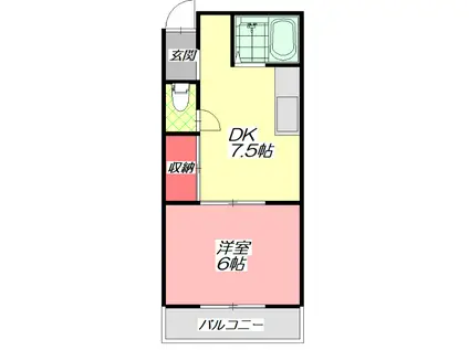 向島ハイツ(1DK/3階)の間取り写真