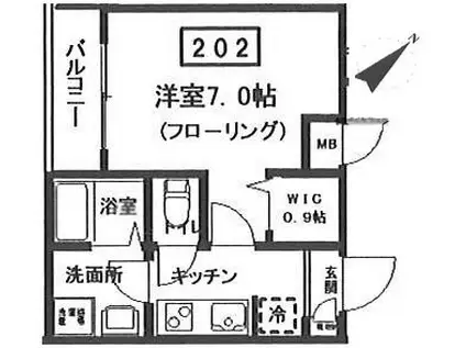 サンヒルズ旗の台(1K/2階)の間取り写真