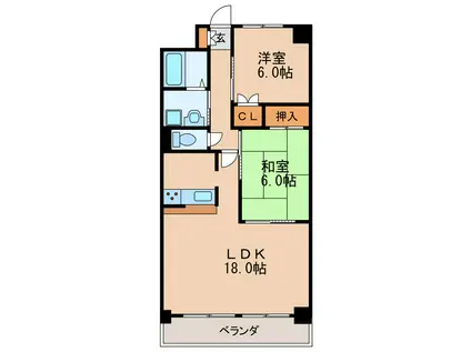 ケルン白壁(2LDK/3階)の間取り写真
