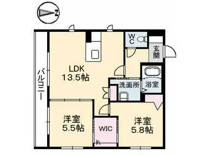 チェリス(2LDK/1階)の間取り写真
