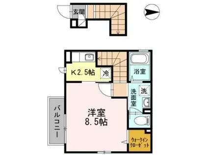 ミューザ(1K/2階)の間取り写真