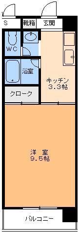 エスポアール萱町(1K/3階)の間取り写真