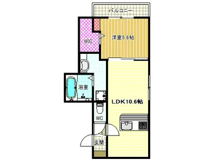 フェリーチェヴェント(1LDK/3階)の間取り写真