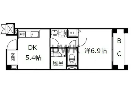 パインフィールド洛東(1DK/8階)の間取り写真