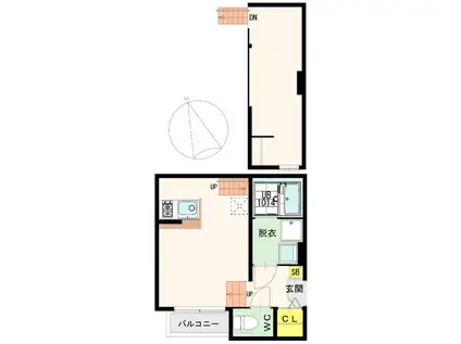 ユナプレイス弓ノ町(1K/1階)の間取り写真