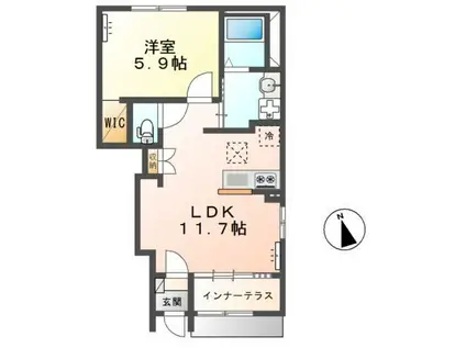 壬生町II期アパート(1LDK/1階)の間取り写真