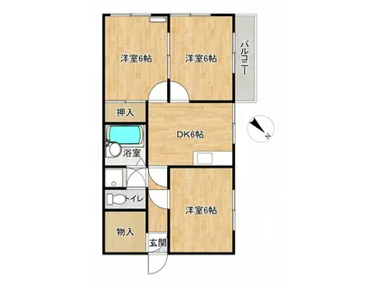 ロイヤルヒルズ(3DK/1階)の間取り写真