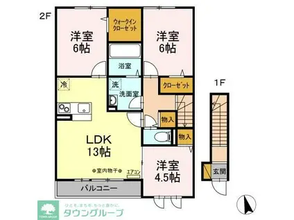 エアリーガーデンB(3LDK/2階)の間取り写真