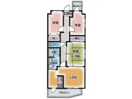 カンパーナ明石(3LDK/10階)の間取り写真