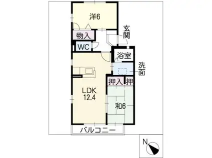 ルミエール・伏見(2LDK/2階)の間取り写真