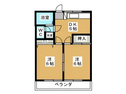 エレガンスセキグチ第5(2DK/2階)の間取り写真