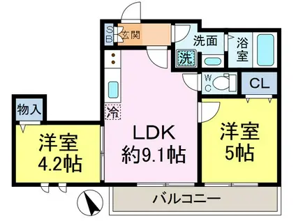 マーカン タイル(2LDK/3階)の間取り写真