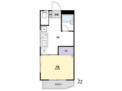 古賀マンション有明(1DK/2階)の間取り写真