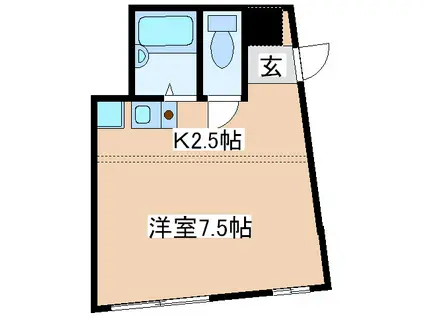 オードリービル(1K/4階)の間取り写真