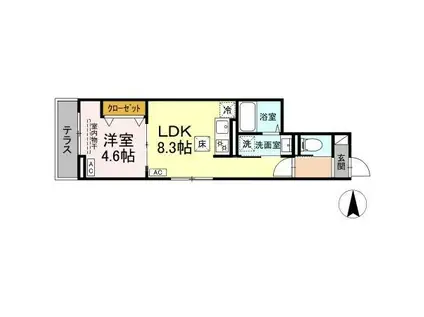 セレスティア谷在家II(1LDK/2階)の間取り写真