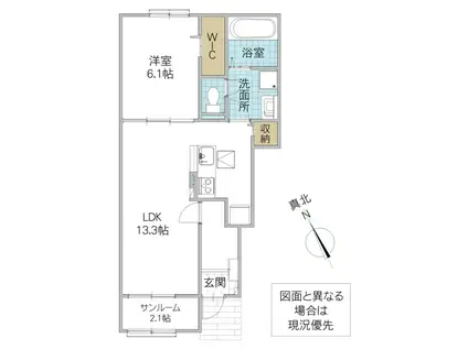 シャルールメゾンA(1LDK/1階)の間取り写真