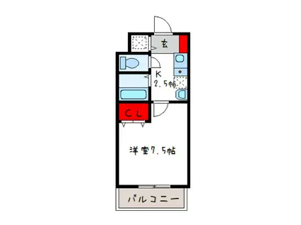 メゾンソレイユ(1K/1階)の間取り写真