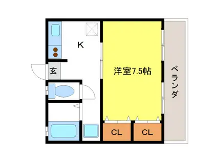 シティハイムストーク(1K/1階)の間取り写真