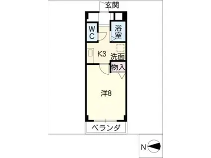 セレニール和合II(1K/3階)の間取り写真