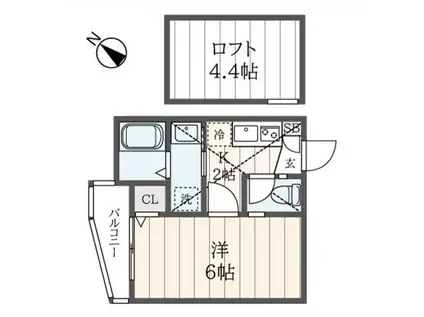 RICOTTE戸部(1K/2階)の間取り写真