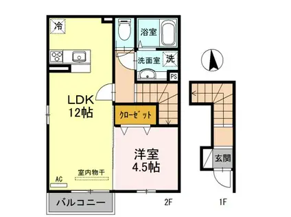 グランシャリオ A(1LDK/2階)の間取り写真