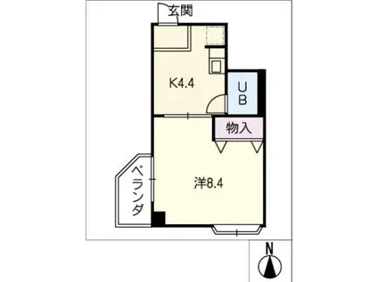 スリーエー(1K/2階)の間取り写真