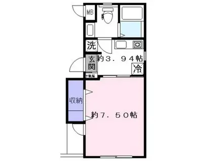 MANCYS恵比寿(1K/2階)の間取り写真