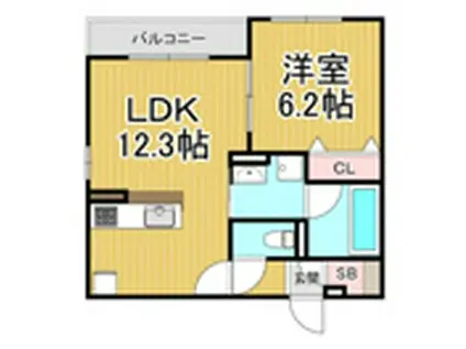 パレスリバティ(1LDK/3階)の間取り写真
