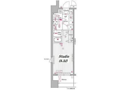 ガーラ・プレシャス東麻布(1K/4階)の間取り写真