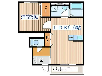 コンフィード(1LDK/1階)の間取り写真