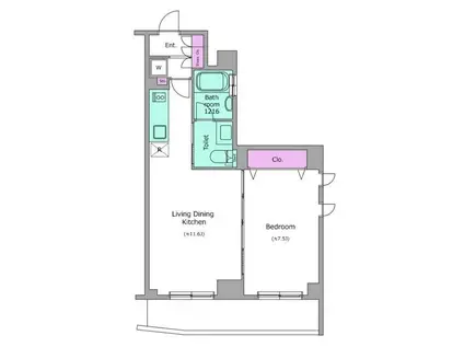 レジディア幡ヶ谷(1LDK/7階)の間取り写真