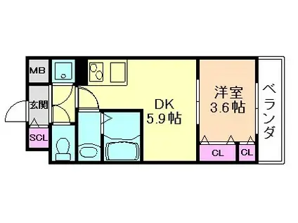 サムティ福島ルフレ(1DK/6階)の間取り写真