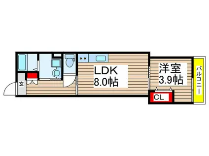 ペルル穴川(1LDK/3階)の間取り写真
