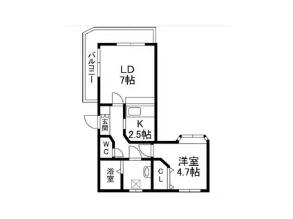 パレステージ本町 酒田市中町2丁目(1LDK/4階)の間取り写真