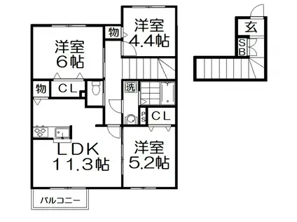 プレジデント雅(3LDK/2階)の間取り写真