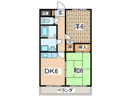 相鉄いずみ野線 弥生台駅 徒歩25分 3階建 築38年(2DK/3階)の間取り写真