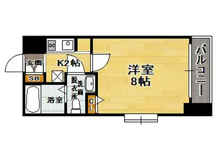 ピュアドーム博多21(1SK/8階)の間取り写真