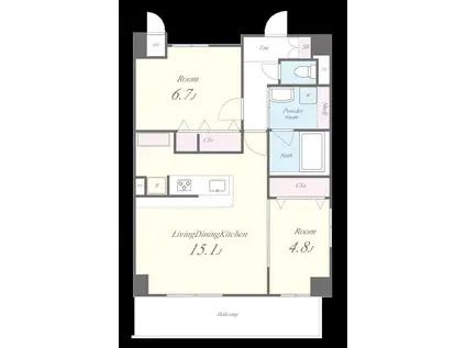 クリエ堺(2LDK/7階)の間取り写真