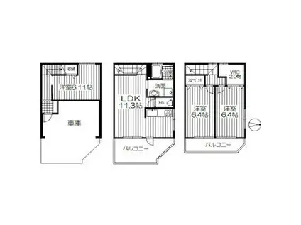 レジデンス高畑(3LDK/1階)の間取り写真