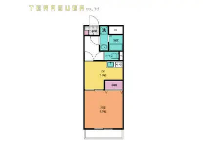 ピュアコート賀来(1DK/3階)の間取り写真