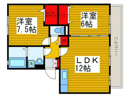 インクローバー(2LDK/3階)の間取り写真