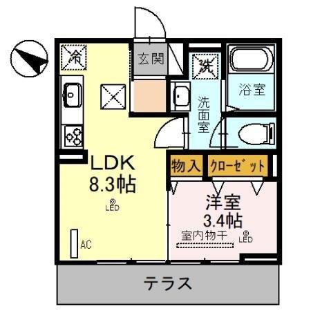 DIMORARE(1LDK/1階)の間取り写真