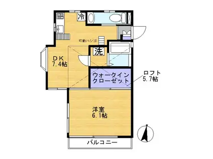 エコハウスSHOWA(1DK/2階)の間取り写真