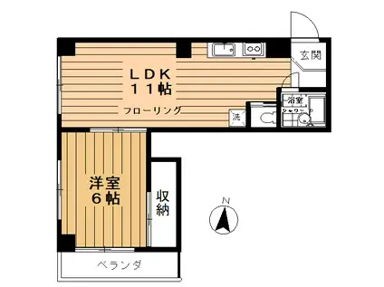 リスタアハイツ(1LDK/2階)の間取り写真