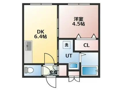 PROSPECT菊水(1DK/3階)の間取り写真