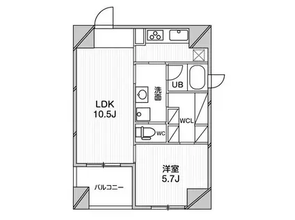 ルクレ堺筋本町レジデンス(1LDK/9階)の間取り写真