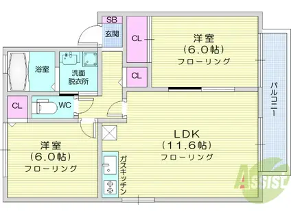 グレースコート壱番館(2LDK/1階)の間取り写真