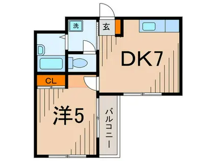 クレール(1DK/2階)の間取り写真