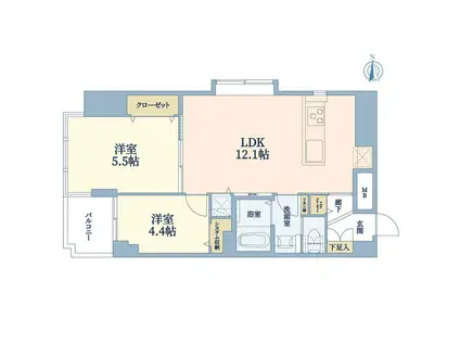 ポセイドンテラス(2LDK/4階)の間取り写真