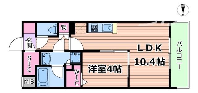 アーバネックス東梅田(1LDK/10階)の間取り写真